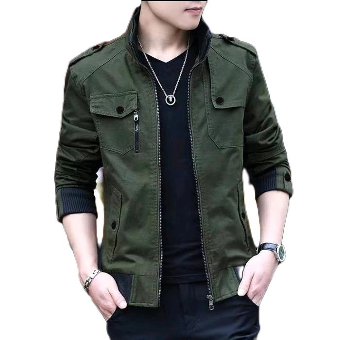 jaket pria bomber Military Army Nws project hijau army . ukuran:M,L,Xl-LD 51 cm,53 cm,55 cm.