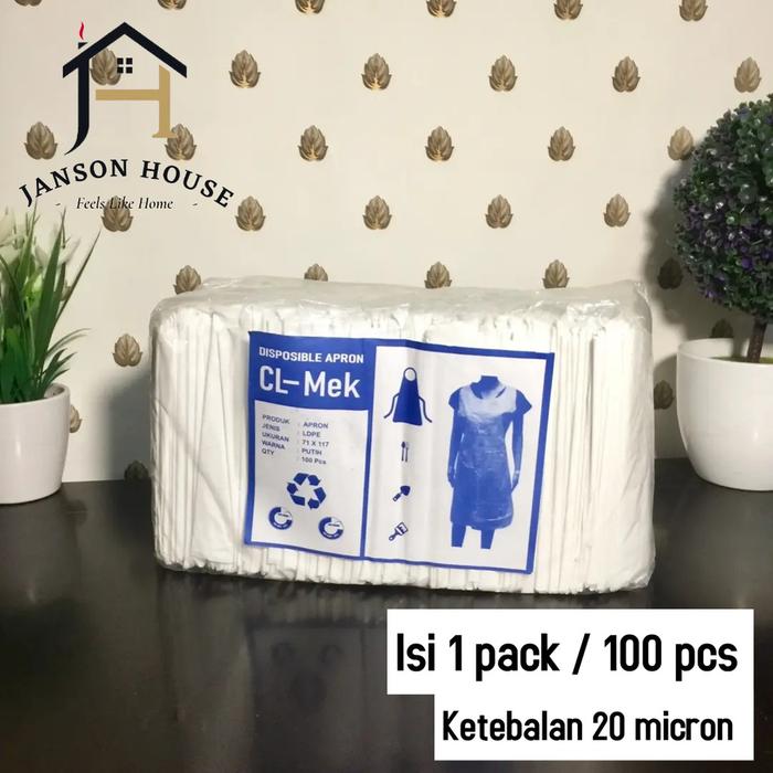 Apron Celemek Plastik LDPE / Apron Medis APD Disposable Sekali Pakai 1 Pack
