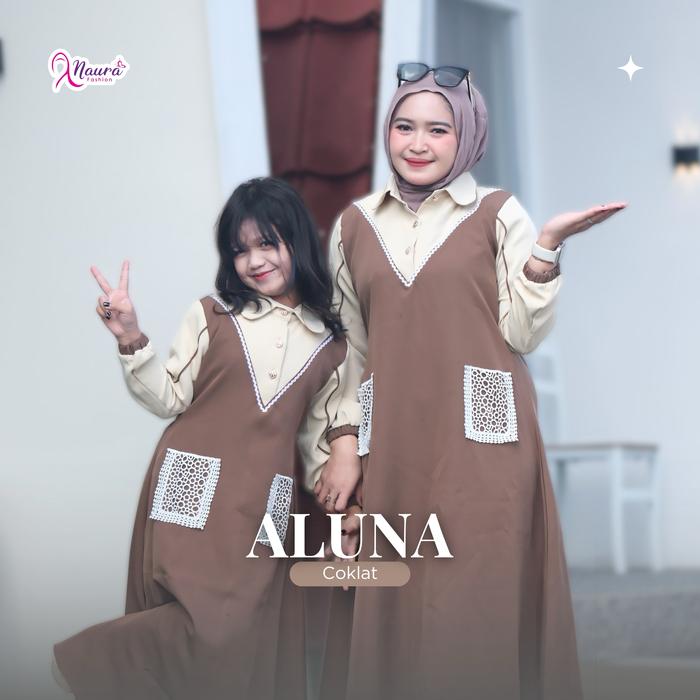 Naura Fashion - Set Couple Moms & Kids Aluna Bahan Elena Kancing Aktif Cantik Mewah Elegan 2026