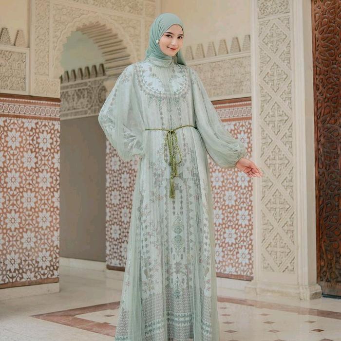 Miamore Dress free Belt  Material Katun Kombinasi Tile Ld 120cm Pb 140cm inner dan tile bisa lepas p