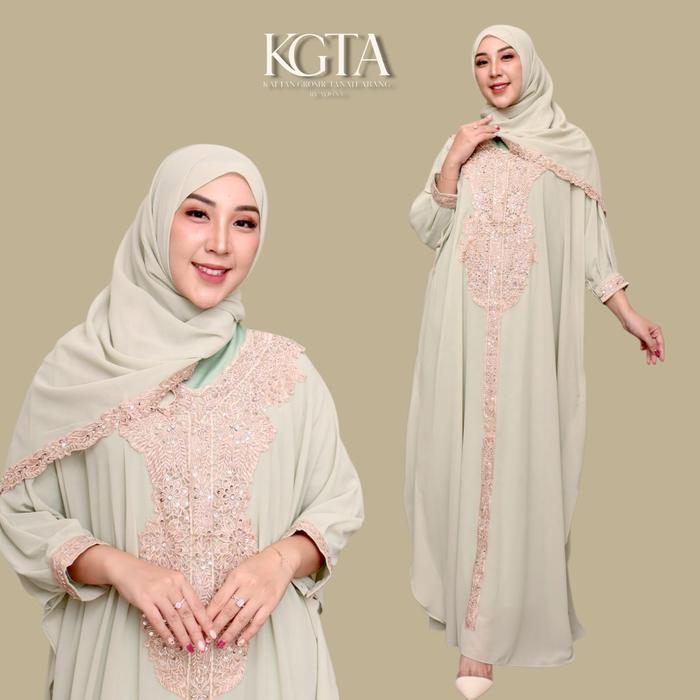 KGTA - Kaftan Humairah Set Inner Pashmina Cantik Panjang Dewasa Bordir Payet Wanita Lebaran Pesta Ae