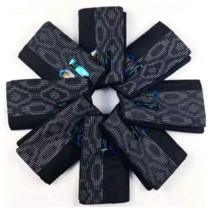 TOKO SS BUSANA ID.10 Sarung Safir Original Hitam Tumpal-sarung hitam polos tumpal putih premium-kain