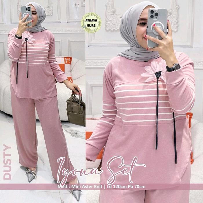 Iyona Set Wanita Dewasa Ori by Athaya Hijab Setelan Baju Dan Celana Panjang Fashion Baju Trendy Cant