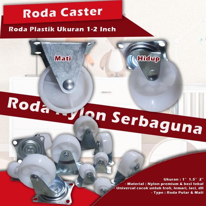 VILO Elink Roda Kastor Lemari 1-2 Inch  / Roda Kastor Troly Roda Caster PVC - Roda Caster Nylon Roda