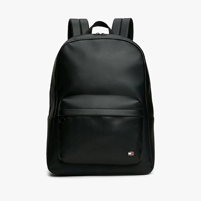 Tommy Hilfiger Flag Ribbed Pocket Dome Backpack / Tas Ransel / Black