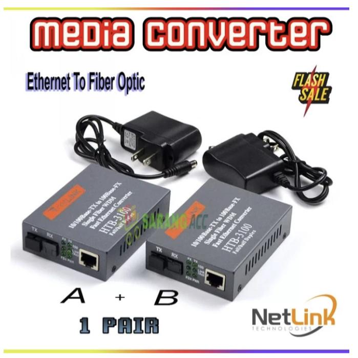 SMARTCOM ~ Original HTB-3100A / B 100Mbps RJ45 Optical Media Converter fiber optik/ Konverter Fiber 