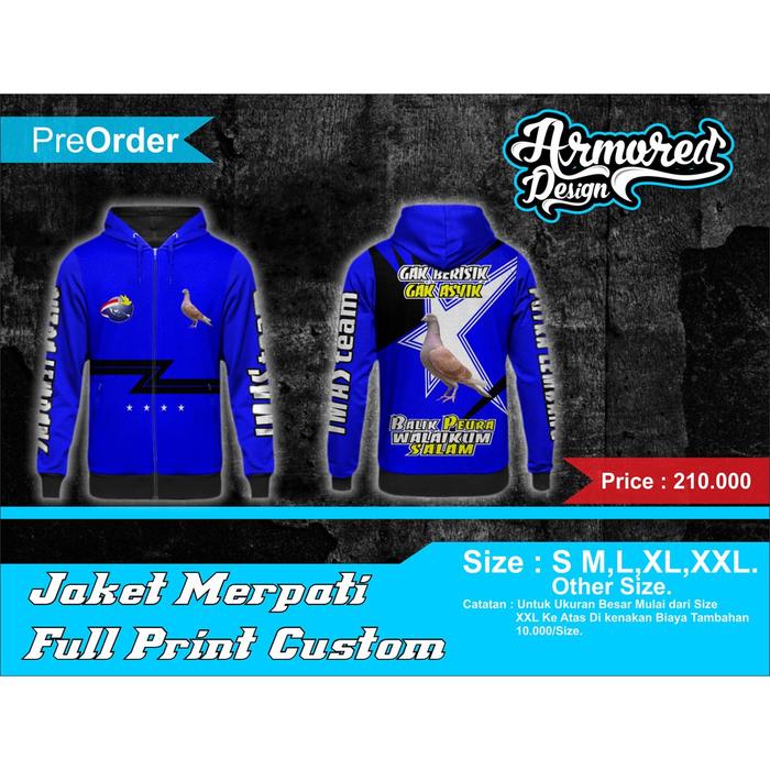 JAKET MERPATI BALAP / JAKET BURUNG MERPATI / JAKET PRINTING CUSTOM
