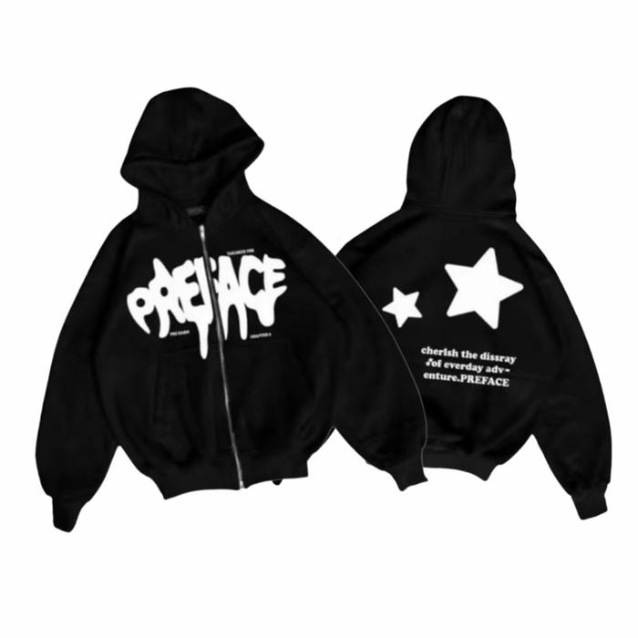 Sweatshirt Hoodie Boxy Preface - Hodie Boxy Pria Wanita Cotton Flace Tebal