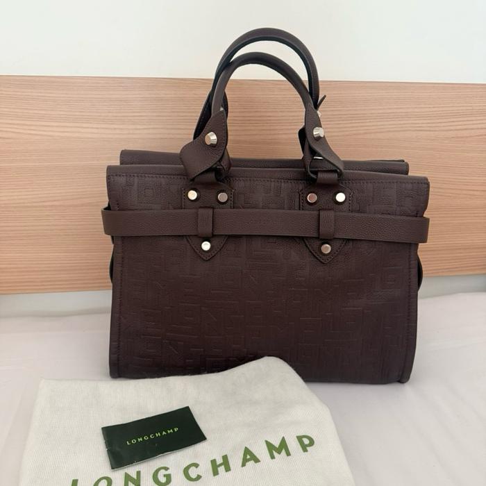 Longchamp lc voyageuse cuir tote bag satchel work tas