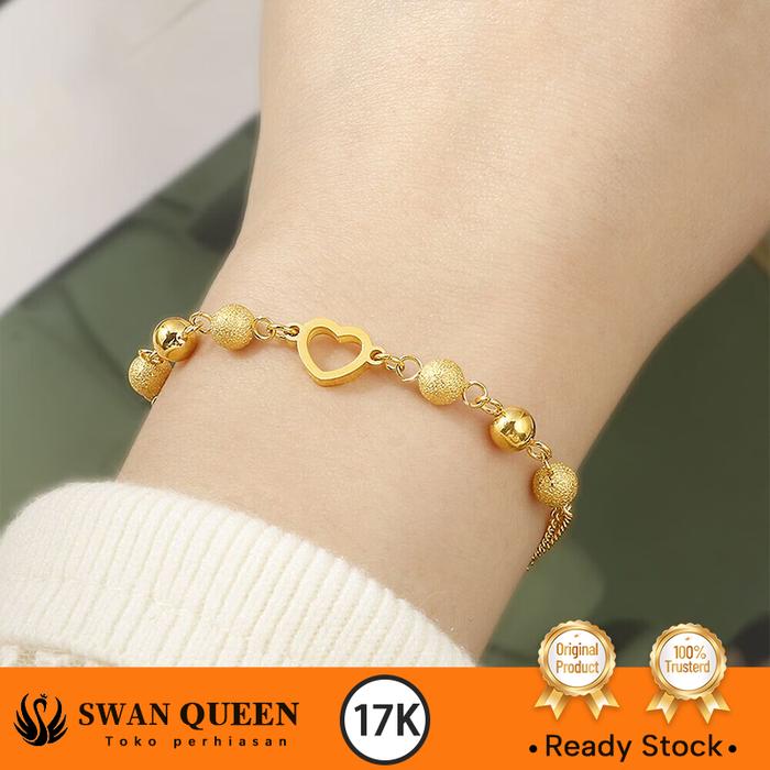 Gelang Emas Shiny Lovisa Heart Gold 17K