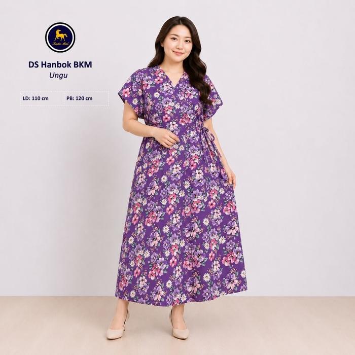 Batik Kuda Mas Daster HANBOK Tali Pinggang | Daster Panjang Semata Kaki Longdress Kimono Lengan Pend