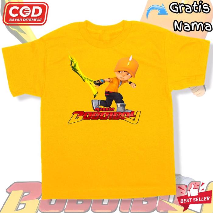 Kaos Anak Atasan Motif BoBoiBoy Petir / Baju Anak BoBoiBoy Pedang Keris Petir Terbaru