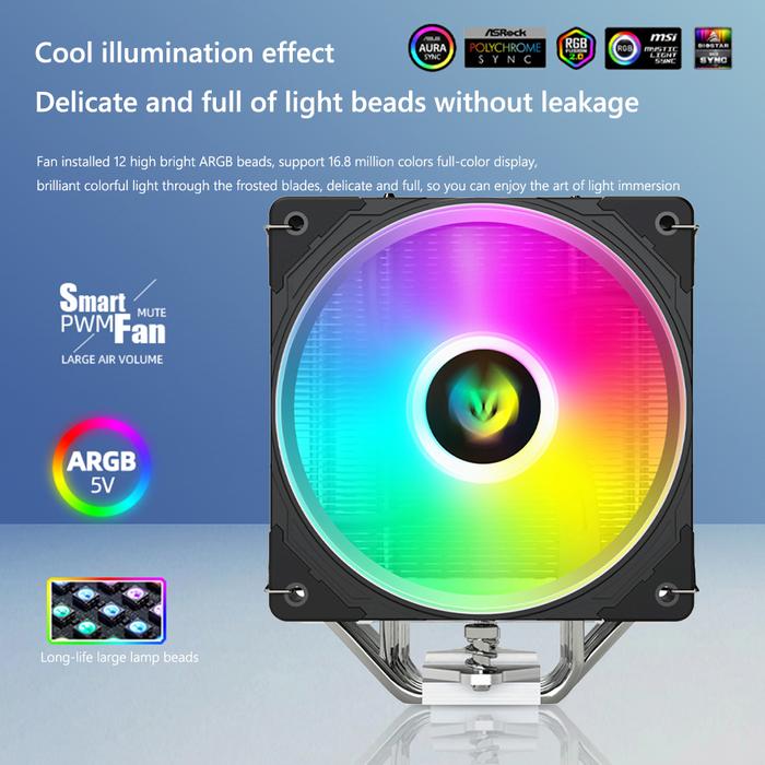 ARGB Cooler Fan 4 Heat Pipe CPU Cooling Radiator FDB Hydraulic