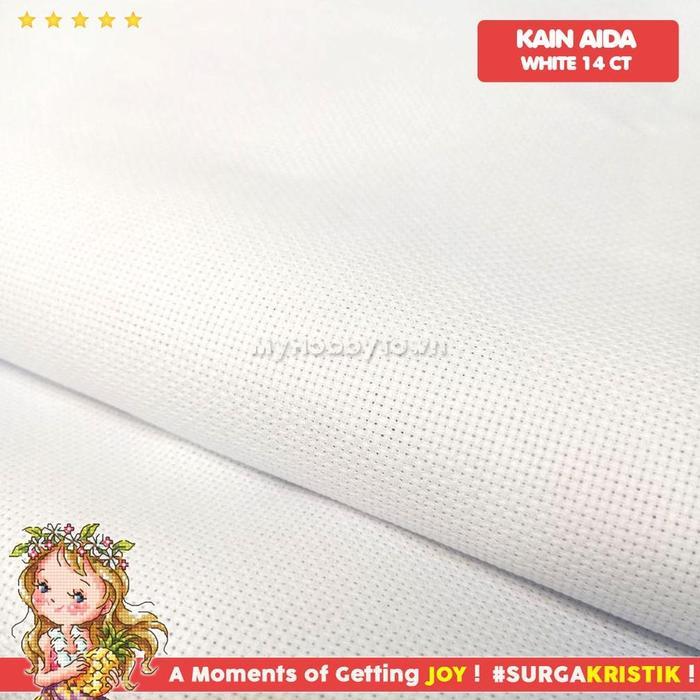 Kain Sulam Kristik Aida 14ct White Putih Lebar 150 cm