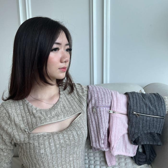 BELFE - Luna Atasan Knitwear Long Sleeve Top 4 Warna
