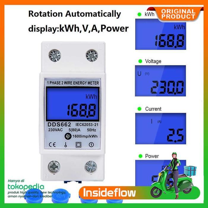 MCB Meteran Listrik Digital Din Rail kWh Meter Single Phase 230V
