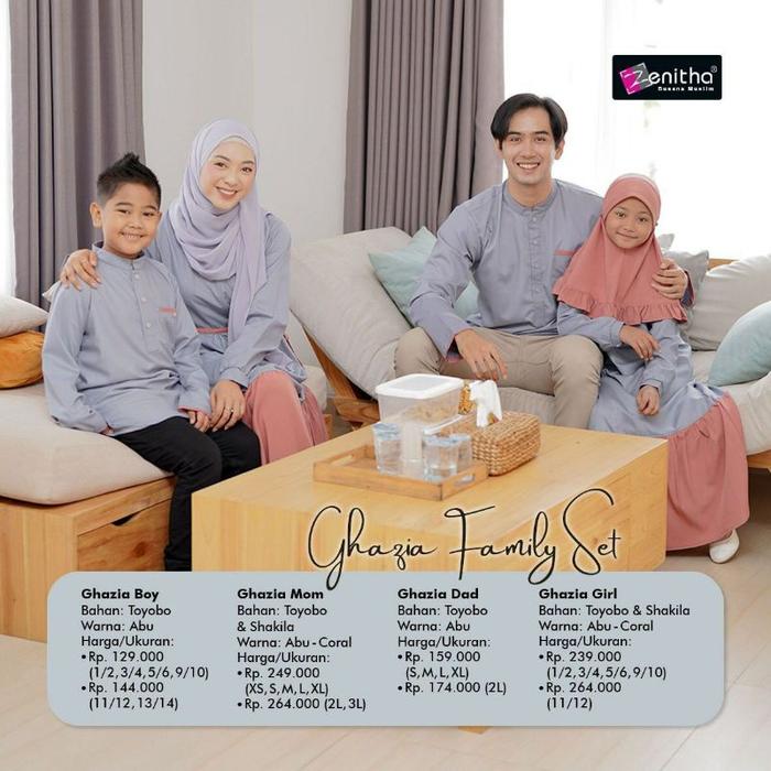 Iwanshp Store Sarimbit Zenitha Terbaru 2022 Ghazia Set / Baju Seragam Lebaran Keluarga Muslim / Baju
