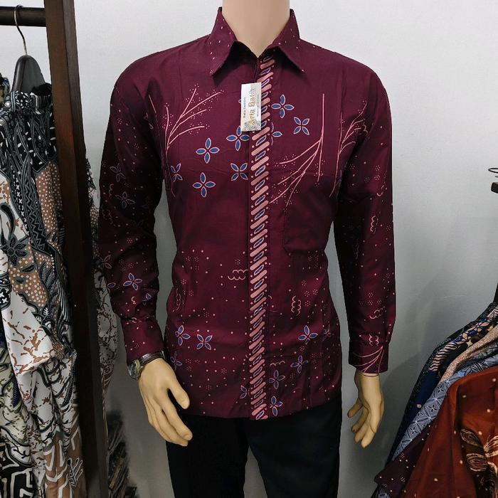 kemeja batik asoka Burgundy original arta batik KODE 008 batik lengan panjang l batik tradisional l