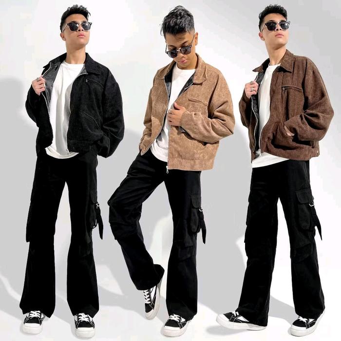 Jacket Vintage Corduroy Jacket Pria Casual