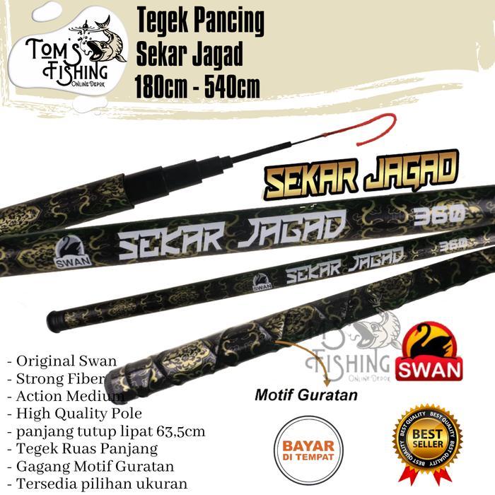 Tegek Pole Pancing SWAN SEKAR JAGAD 180cm - 540cm Motif Guratan (Ruas Panjang) Murah - Toms Fishing 