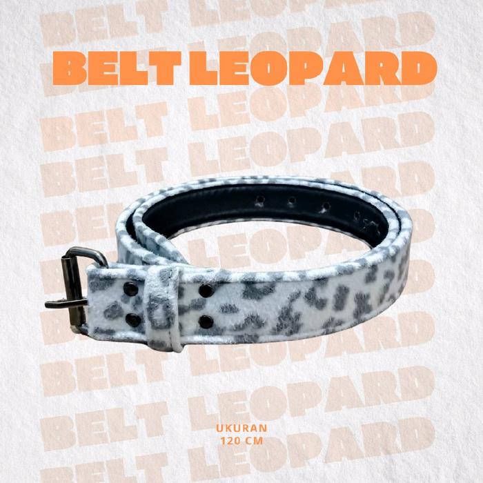 Sabuk Skena Ikat Pinggang Leopard Putih Pucat Pria Wanita / Belt Leopard / Sabuk Leopard / Sabuk Mac