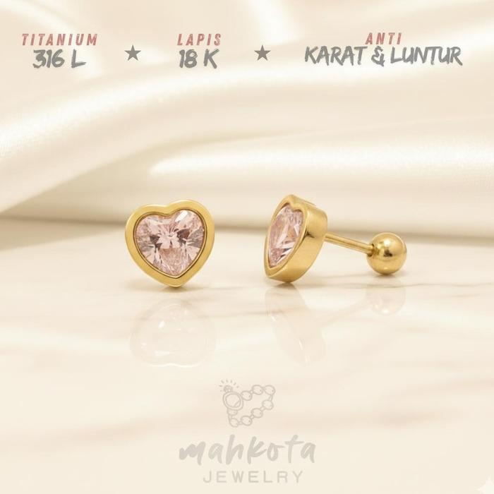 A151 Anting Titanium Wanita Lapis emas 18 KGP