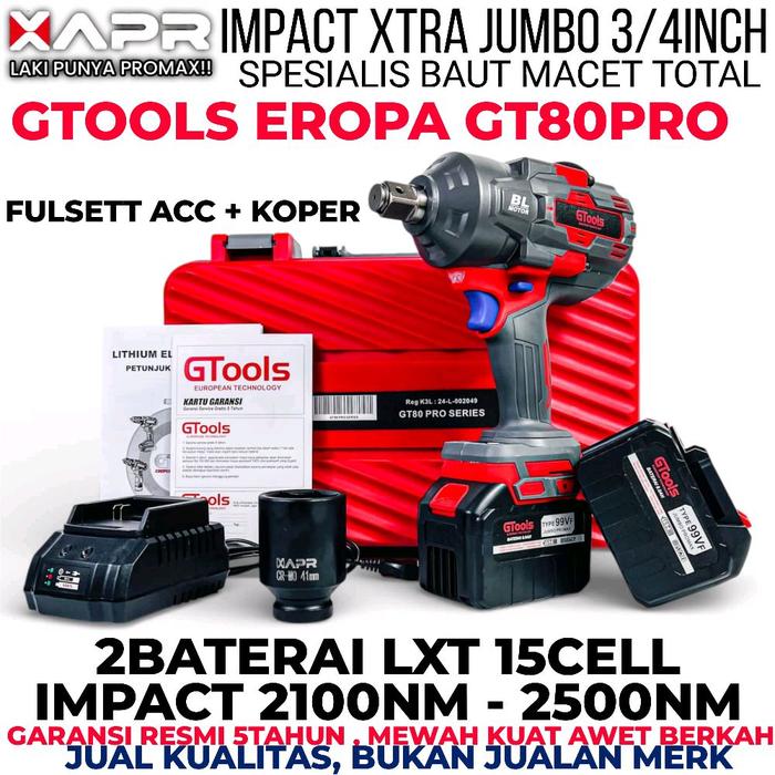 GTOOLS AP80PRO RAJA impact wrench xtra jumbo 3/4inch 2500NM garansi resmi 5thn setara XAPR APR