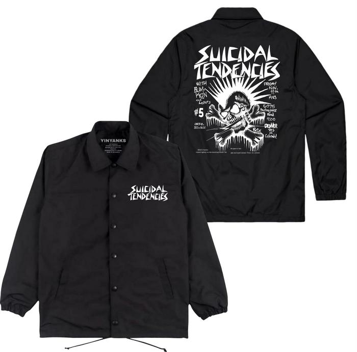 Onthread Jaket Coach SUICIDAL TENDENCIES Jacket musik warna Hitam Unisex