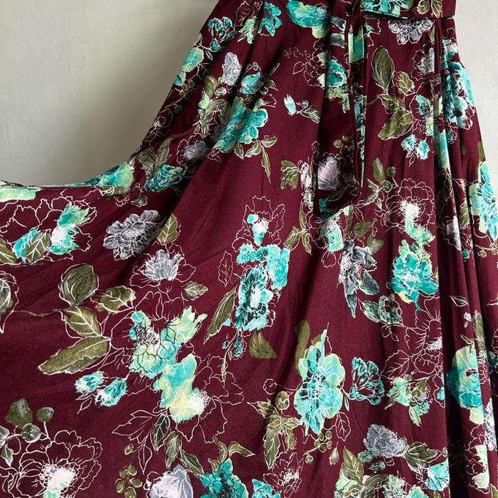 Rok Payung Bahan Katun Linen. Printing Motif Bunga
