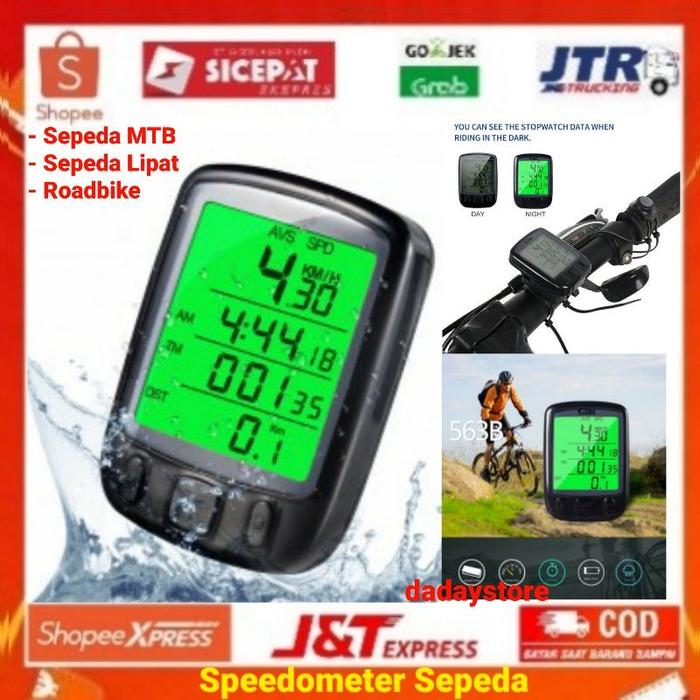 Speedometer Sepeda Digital Sunding Backlight Lcd SD 563B Odometer Sepeda Lipat Mtb Waterproof