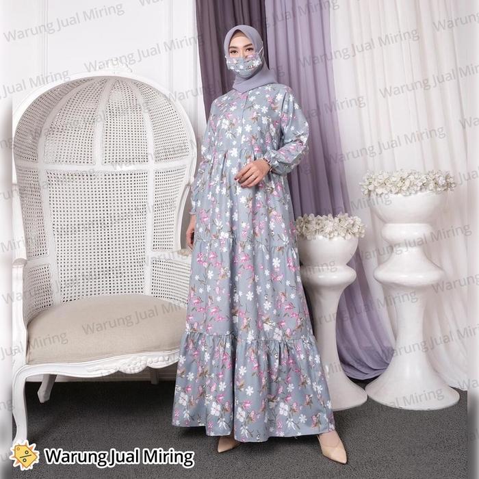 Baju Gamis Motif DEA Wanita Muslim Katun Untuk Busui Muslimah Lebaran Pesta Kembang Bunga Batik Warn