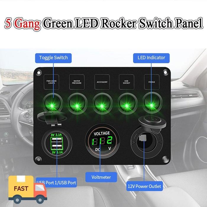 5 Gang 8 Gang Button Rocker Toggle Switch Panel Usb Control For Car