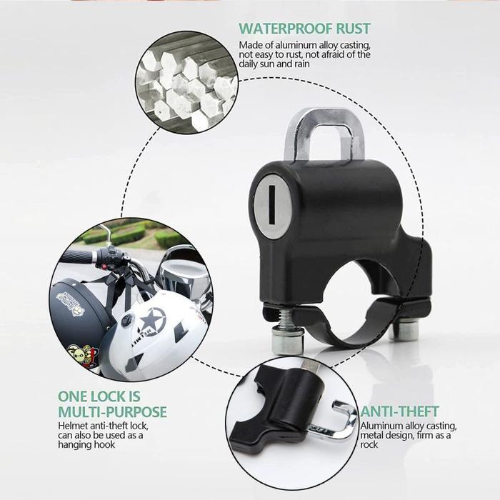 Aluminium Kunci Helm Motor / Kunci Gantungan Helm / Gembok Helm Anti/Pengaman Helm Anti Maling Warna
