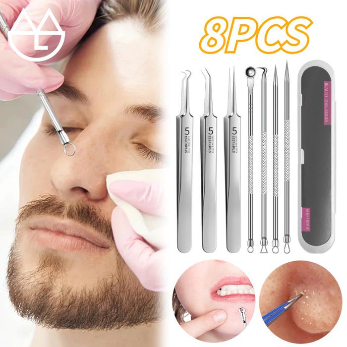 8Buah Alat Jerawat Alat Penjepit Komedo Alat Penghilang Komedo Hidung Kotak Warna Pinset Komedo Stai
