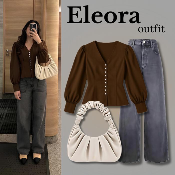[BISA MIX & MATCH] Setelan Wanita One Set 3 in 1 Outfit Simple Elegan Shoulder Bag Kerut | Blouse Bo