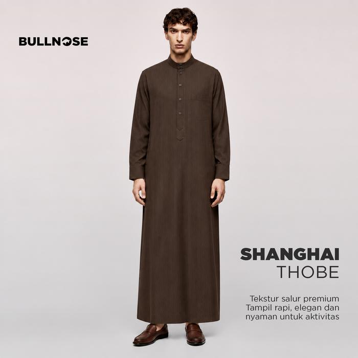 BULLNOSE - Linea Gamis Stripe Pria Lengan Panjang - Coffee