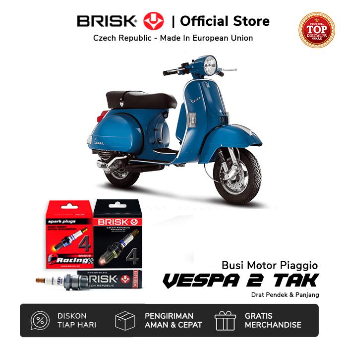 Busi Motor Vespa 2 Tak Drat Panjang & Pendek BRISK