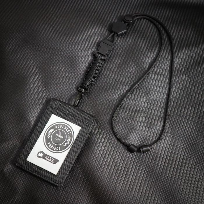 Lanyard ID Card Paracord Kanvas Tactical Kalung Name Tag Polri Reskrim Brimob Snaphook Besi Premium