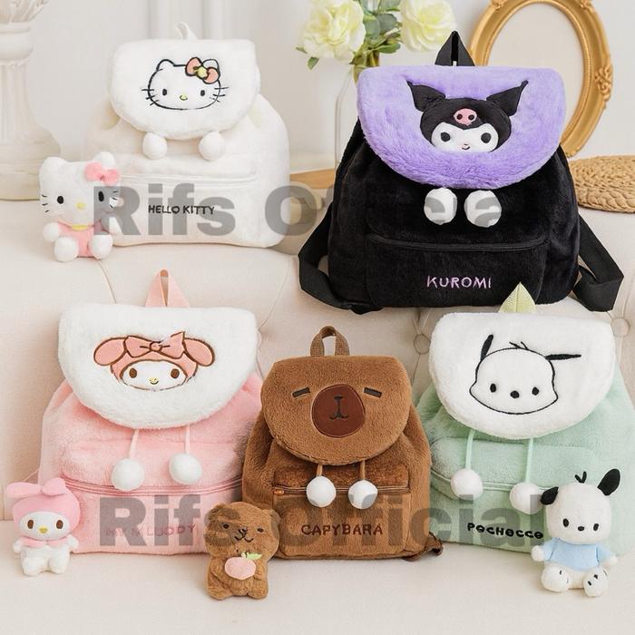 RIFS-TAS RANSEL SERUT PLUSH BONEKA SANRIO HELLO KITTY KUROMI MY MELODY CAPYBARA BACKPACK MINI AESTHE