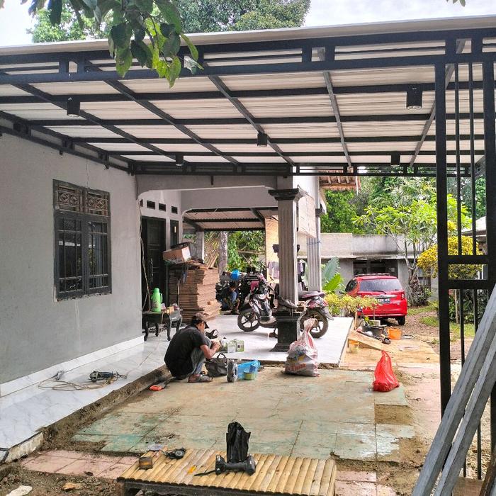 KANOPI MINIMALIS BESI HOLLO ATAP ALDERON SINGLE LAYER