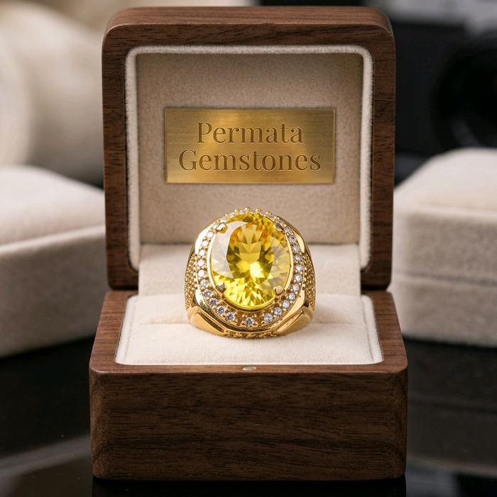 Cincin Batu Permata Natural Kuning Yakut Cutting
