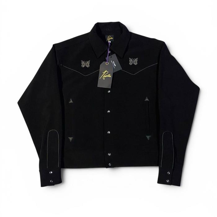Needles Piping Cowboy Jacket Double Poly Cloth Black Original Made in Japan