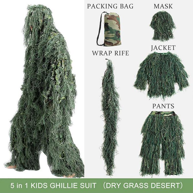 Ghillie Suit Anak Dewasa Baju Camo Sniper Tactical Kostum Karnaval Hunting Outdoor Survival Pengamat