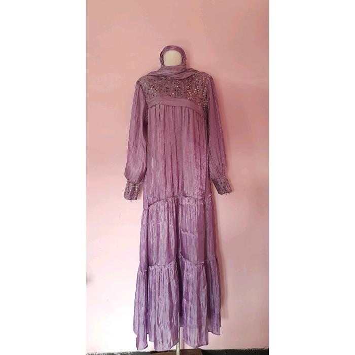 Dress Shimer Warna Dusty Purple
