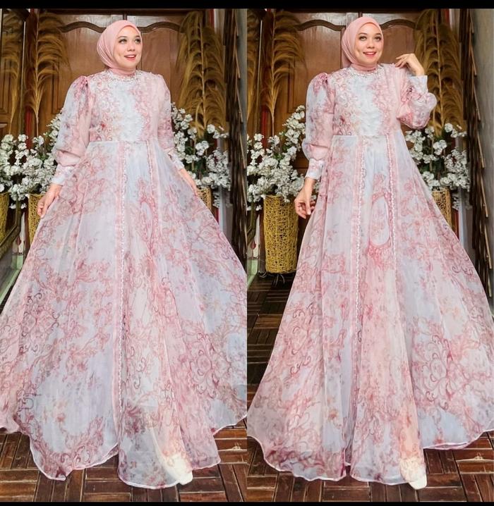 Dress Viola Organza terbaru By OHC Gamis Pesta / Gamis Muslim Wanita