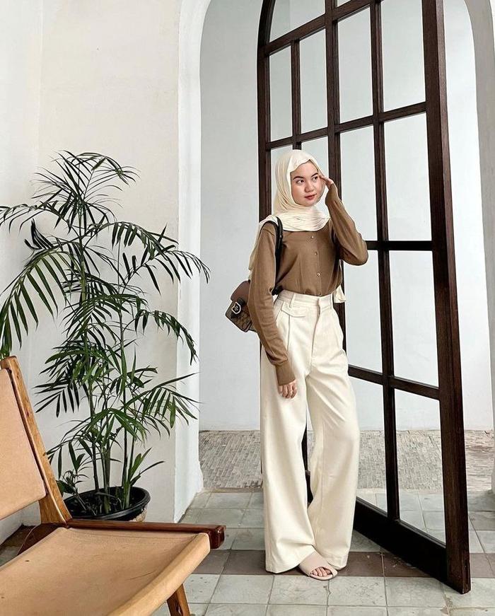 Marin Outfit OroPant Celana Wanita Putih Celana Loose Trouser Wanita Celana Kulot Pnjang Highwaish
