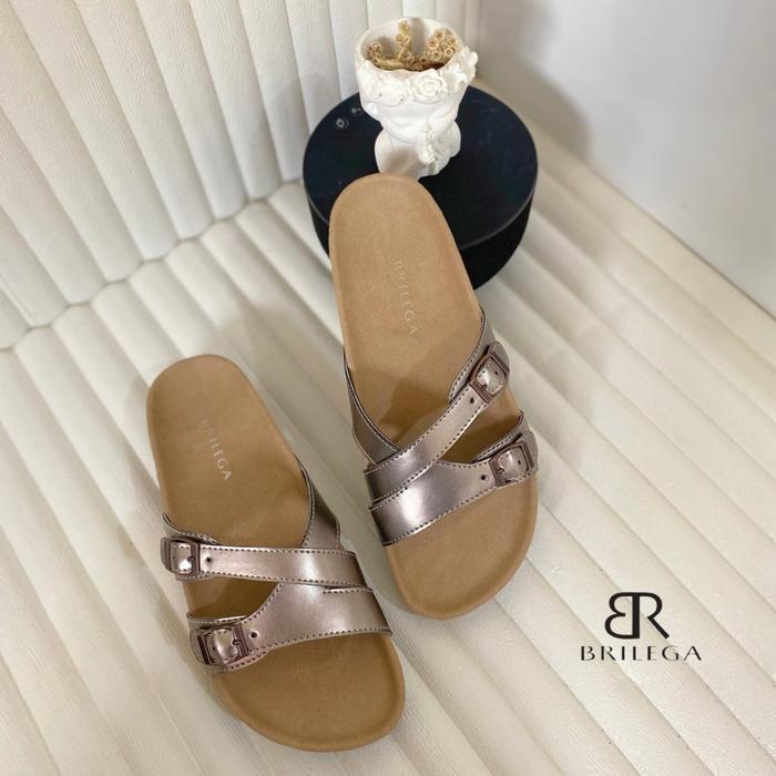 BRILEGA HAILEY Sandal Casual Wanita Dengan Ketinggian Sole 3cm Sandal Puyuh Silang Tersedia Dari ( U