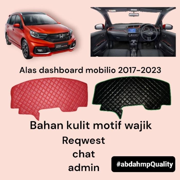 Cover Alas Karpet Dashboard Mobil Mobilio 2017-2021 Bahan Kulit, Busa motif wajik bisa reqwest warna