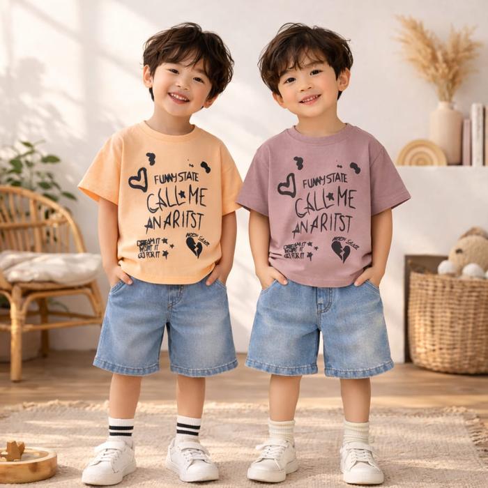 Setelan Kaos Anak Laki-laki SAMO Celana Jeans Denim-SJ 370 100% Cotton Premium