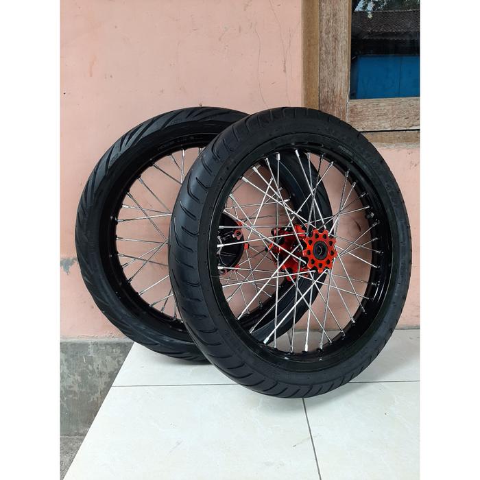 Roda Set Semi Cacing CRF Ukur 160/185 Wheelset Surex CRF150L Ring 17 Murah